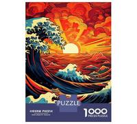 Rompecabezas para Adolescentes De 1000 Piezas Stylized Ocean Waves at Sunset Rompecabezas para Adultos Juegos Familiares Corte De Precisión Regalos Y Cumpleaños Únicos 70x50cm/1000pcs