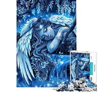 Rompecabezas para Adolescentes de 1000 Piezas Sueños Azules de ángel neón Rompecabezas para Adultos Juegos Divertidos para Mejorar la Memoria cumpleaños y Navidad (tamaño 38x26cm)