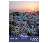 Rompecabezas para Adolescentes De 1000 Piezas Sunrise Over Oia Santorini Rompecabezas para Adultos Juego Práctico Vacaciones En Casa Matar El Tiempo Juego Desafiante Regalos 38x26cm/1000pcs