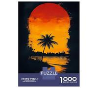 Rompecabezas para Adolescentes De 1000 Piezas Sunset Palm Silhouette Rompecabezas para Adultos Juguete Decoración De Pared Carrera De Velocidad Manual Desafío Educativo 52x38cm/1000pcs