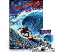 Rompecabezas para Adolescentes de 1000 Piezas Surfista Montando una Ola Gigante Juguetes de Juego Decoración 52x38cm