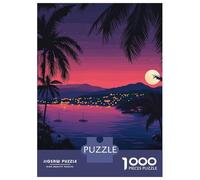Rompecabezas para Adolescentes De 1000 Piezas SUVA Fiji Tropical Nightscape Illustration Rompecabezas para Adolescentes Juegos Relajantes Carrera De Velocidad De Manos 70x50cm/100