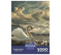 Rompecabezas para Adolescentes De 1000 Piezas Swan and Family Rompecabezas para Adultos Juguete Decoración De Pared Carrera De Velocidad Manual Desafío Educativo 52x38cm/1000pcs