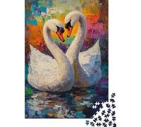 Rompecabezas para Adolescentes De 1000 Piezas Swan Love Heart Painting-1 Rompecabezas para Adultos Juego De Ingenio Patrón De Ensamblaje Cumpleaños Y Navidad 52x38cm/1000pcs