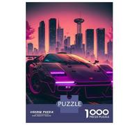 Rompecabezas para Adolescentes De 1000 Piezas Synthwave Sports Car Rompecabezas para Adultos Juguete Decoración De Pared Decoración del Hogar Juego Desafiante Regalos 52x38cm/1000pcs