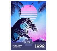 Rompecabezas para Adolescentes De 1000 Piezas Synthwave Wave and Sunset Rompecabezas para Adultos Juegos Divertidos Decoración De Pared 52x38cm/1000pcs