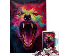 Rompecabezas para Adolescentes de 1000 Piezas Synthwave Wolf Juego práctico y desafiante Juguetes Ideas para Regalos Corte de precisión (tamaño 38x26cm)