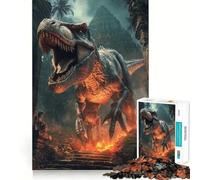 Rompecabezas para Adolescentes de 1000 Piezas T-Rex, Caos en la Jungla, Corte preciso, diversión, resolución de Problemas, diversión, relajación, Tiempo de diversión, decoración navideña (50x75cm)