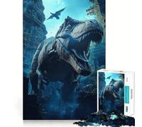 Rompecabezas para Adolescentes de 1000 Piezas T-Rex en ruinas Antiguas Decoración de Corte preciso Juguete Creativo y Divertido Juego de Paz Pieza de Arte navideña (38x52cm)