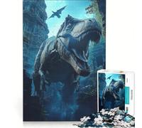 Rompecabezas para Adolescentes de 1000 Piezas T-Rex en ruinas Antiguas Juguetes antiestrés Carrera de Velocidad Manual para Fortalecer el Amor en Pareja 38x52cm
