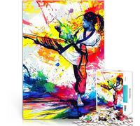 Rompecabezas para Adolescentes de 1000 Piezas Tang Soo Do Yoko Geri Mujer Rompecabezas con Piezas de Formas aleatorias Que se entrelazan Completamente 75x50cm