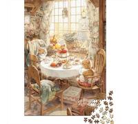 Rompecabezas para Adolescentes De 1000 Piezas Tea Time for Two Cats Rompecabezas para Adolescentes Juegos Relajantes para La Diversión Familiar Juego Desafiante Regalos 52x38cm/1000pcs