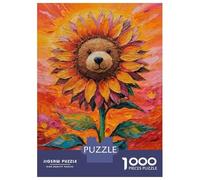 Rompecabezas para Adolescentes De 1000 Piezas Teddy Bear Sunflower Painting Rompecabezas para Adultos Juguetes Antiestrés Arte De Pared Regalos De Cumpleaños Y Únicos 38x26cm/1000pcs