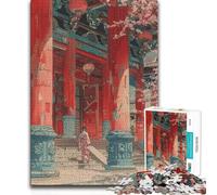 Rompecabezas para Adolescentes de 1000 Piezas, Templo de Las Geishas, Sakura, desafío difícil, Regalo de cumpleaños para Mayores de 14 años, Juego de Rompecabezas ofrecido, 38x26cm
