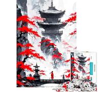 Rompecabezas para Adolescentes de 1000 Piezas Templo japonés con follaje Rojo Rompecabezas práctico para Adolescentes Decoración de Pared Difícil y desafiante (Tamaño 50x75cm)