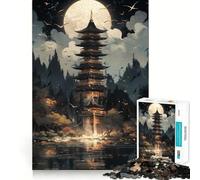 Rompecabezas para Adolescentes de 1000 Piezas,Templo Negro y Dorado,Piezas de Corte Limpio,Juego Inteligente,Regalo,Tiempo Libre,Juego,Escena navideña,Arte (38x26cm)