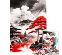 Rompecabezas para Adolescentes de 1000 Piezas Templos a orillas del río Juego Familiar adictivo para Cultivar la Paciencia Gran Regalo para Juegos Que mejoran la Memoria (Tamaño 38x26cm)