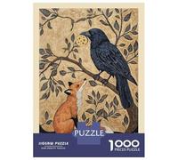 Rompecabezas para Adolescentes De 1000 Piezas The Crow and The Fox Animal Fables Rompecabezas para Adultos Juego De Ingenio Decoración De Pared Difícil Y Desafiante 70x50cm/1000pcs