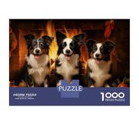 Rompecabezas para Adolescentes De 1000 Piezas Three Border Collies Christmas Rompecabezas para Adultos Juegos Familiares Análisis Y Lógica Cumpleaños Y Navidad 70x50cm/1000pcs