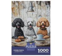 Rompecabezas para Adolescentes De 1000 Piezas Three Poodles at The Cafe -1 Rompecabezas para Adultos Juguetes De Bricolaje Una Obra De Arte Diversión En Casa Actividades, 52x38cm/1000pcs