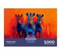 Rompecabezas para Adolescentes De 1000 Piezas Three Zebras in Blue and Red Rompecabezas para Adultos Juguetes De Bricolaje Análisis Y Lógica Regalo De Cumpleaños, Regalos, 38x26cm/1000pcs
