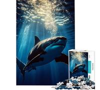 Rompecabezas para Adolescentes de 1000 Piezas Tiburón Blanco Submarino Juguetes a la luz del Sol Juegos educativos Juegos de Aprendizaje Regalos educativos para Mujeres y Hombres (tamaño 38x26cm)