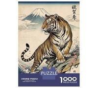 Rompecabezas para Adolescentes De 1000 Piezas Tiger and Mount Fuji Ukiyo-e Print Rompecabezas para Adolescentes Juego Práctico Desafío Difícil Desafiante De Completar 70x50cm/1000pcs