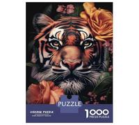 Rompecabezas para Adolescentes De 1000 Piezas Tiger Floral Animal Face Rompecabezas para Adultos Juego De Ingenio Mejora La Memoria Regalos para Amigos Y Familiares 70x50cm/1000pcs