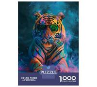 Rompecabezas para Adolescentes De 1000 Piezas Tiger In Colorful Paint Rompecabezas para Adultos Juegos Relajantes Regalos para Mujeres Ayuda A Ejercitar El Cerebro 38x26cm/1000pcs