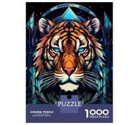 Rompecabezas para Adolescentes De 1000 Piezas Tiger Stained Glass Rompecabezas para Adultos Juguetes De Bricolaje Análisis Y Lógica Regalo De Cumpleaños, Regalos, 52x38cm/1000pcs