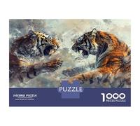 Rompecabezas para Adolescentes De 1000 Piezas Tiger Vs Tiger Battle of Strength Rompecabezas para Adultos Juguete Decoración De Pared Carrera De Velocidad Manual Desafío Educativo 52x38cm/1000pcs