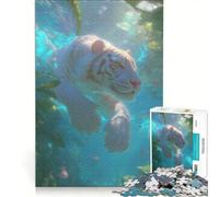 Rompecabezas para Adolescentes de 1000 Piezas Tigre Blanco Submarino Juego práctico difícil y desafiante Regalo Ideal para los más aventureros 50x75cm