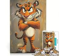 Rompecabezas para Adolescentes de 1000 Piezas Tigre con Mirada cómplice Juegos relajantes Actividades Familiares con póster y Hoja de Preguntas a Juego 38x26cm