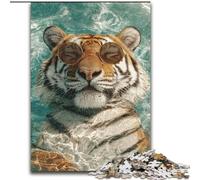 Rompecabezas para Adolescentes de 1000 Piezas: Tigre en la Piscina Juego Intelectual Que fomenta el Amor en Pareja a Partir de los 14 años 50x75cm