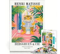 Rompecabezas para Adolescentes de 1000 Piezas Tigre Leyendo Las Noticias de Henri Matisse Juego Familiar Actividades Divertidas en casa Regalo de cumpleaños Regalos de Viaje 38x26cm