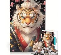 Rompecabezas para Adolescentes de 1000 Piezas Tigre Samurai Juguetes antiestrés para relajar la Mente cumpleaños 38x52cm