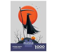 Rompecabezas para Adolescentes De 1000 Piezas Time’s Up - Grim Reaper Halloween Art Rompecabezas para Adultos Juguetes Antiestrés Decoración De Pared Interacción Entre Padres E Hijos 70x50cm/1000pcs