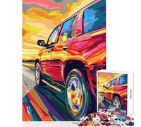 Rompecabezas para Adolescentes de 1000 Piezas Todoterreno Rojo en la Carretera Juguetes DIY Ideas de Regalo Juego Educativo con póster a Juego y Hoja de Trivia Tamaño 38x26cm