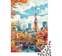 Rompecabezas para Adolescentes De 1000 Piezas Tokyo Tower Fall Scenery Rompecabezas para Adultos Juguete Decoración De Pared Carrera De Velocidad Manual Desafío Educativo 70x50cm/1000pcs