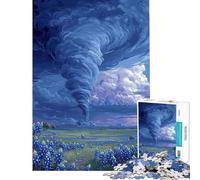 Rompecabezas para Adolescentes de 1000 Piezas Tornado sobre un Campo de lupinos Rompecabezas para Adultos Juego práctico desafío difícil Toda la Familia (Tamaño 38x52cm)