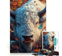 Rompecabezas para Adolescentes de 1000 Piezas Toro y Mariposas de otoño,Corte Premium,Divertido,Juego Inteligente,Regalo,Juego rápido,Pieza de Arte navideña (38x26cm)