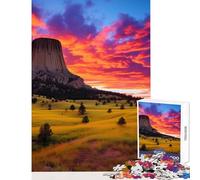 Rompecabezas para Adolescentes de 1000 Piezas: Torre del Diablo al Atardecer Juguete Educativo Gran Regalo para Juegos Juego Imposible con póster a Juego y Hoja de Trivia tamaño 38x52cm