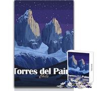 Rompecabezas para Adolescentes de 1000 Piezas, Torres del Paine, Chile, Paisaje Nocturno, Hermoso diseño, Juego, una Obra de Arte, Juguetes antiestrés, tamaño 50x75cm