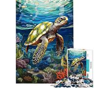 Rompecabezas para Adolescentes de 1000 Piezas Tortuga Marina Acuario Juego de ingenio para Adultos análisis y lógica Amigos y Familiares (tamaño 38x52cm)
