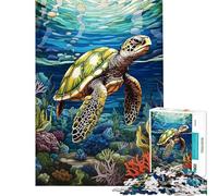 Rompecabezas para Adolescentes de 1000 Piezas Tortuga Marina Acuario Rompecabezas Juego de ingenio Carrera de Velocidad Manual Ayuda a ejercitar el Cerebro (tamaño 38x26cm)