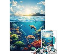 Rompecabezas para Adolescentes de 1000 Piezas Tortugas Marinas y arrecifes de Coral Diversión en casa para Toda la Familia Juegos Familiares para Mayores de 14 años (50x75cm)