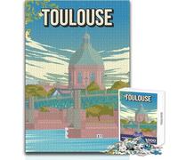 Rompecabezas para Adolescentes de 1000 Piezas,Toulouse,Francia,Ville Rose,póster de Viaje Vintage,Pont Neuf,Dôme De La Grave Hermoso diseño,Juego,Obra de Arte,Juguetes antiestrés,tamaño 38x52cm
