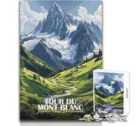 Rompecabezas para Adolescentes de 1000 Piezas Tour Du Mont Blanc, Arte paisajístico, Hermoso diseño, Juego, una Obra de Arte, Juguetes antiestrés, tamaño 38x52cm