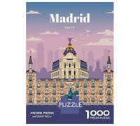 Rompecabezas para Adolescentes De 1000 Piezas Travel to Madrid Rompecabezas para Adultos Juguetes Antiestrés Regalo De Cumpleaños para Cumpleaños, Navidad 52x38cm/1000pcs
