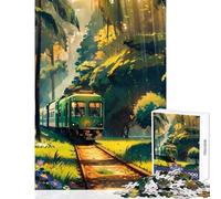 Rompecabezas para Adolescentes de 1000 Piezas Tren del Bosque Juego Educativo Obra de Arte Regalo Ideal para Parejas (38x26cm)
